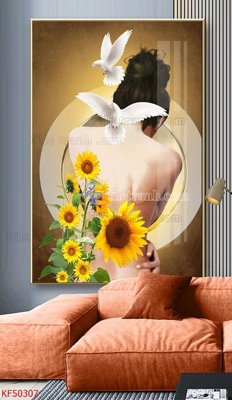 Tải file gốc Tranh decor phủ gương hiện đại KF50307 (in khổ lớn) không mờ