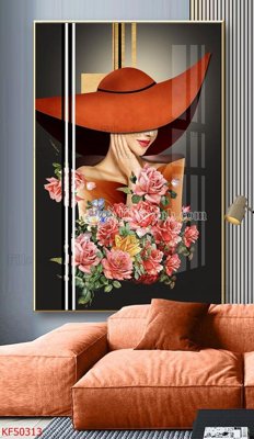 File in mica Tranh decor phủ gương hiện đại KF50313 (bản gốc) làm vách ngăn