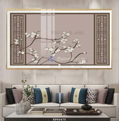 File gốc File tranh hiện đại pha lê gương KF60475 (in lụa) hoa văn cổ điển