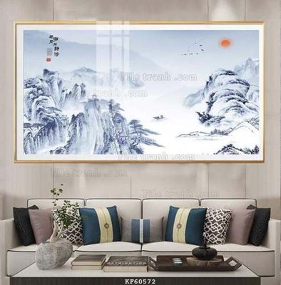 File in trần File tranh hiện đại pha lê gương KF60572 (bản gốc) bầu trời