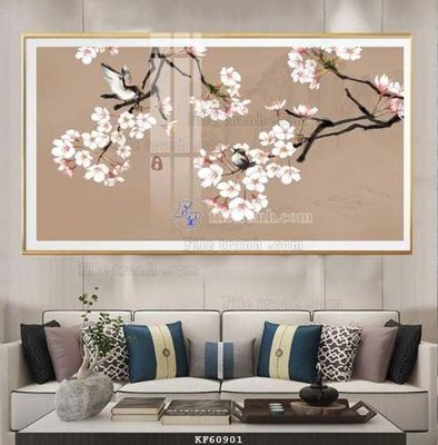 Download file gốc File tranh hiện đại pha lê gương KF60901 (in lụa) hoa lá