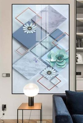 Download file gốc File tranh hiện đại pha lê gương KF61092 (in lụa) hoa lá