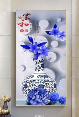 File gốc File tranh hiện đại pha lê gương KF61162 (in lụa) tranh phong thủy