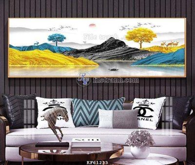 File gốc File tranh hiện đại pha lê gương KF61233 (in lụa) họa tiết 3D