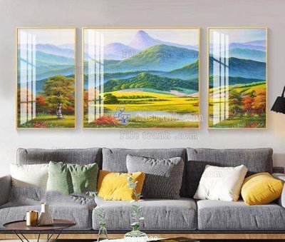 Tải file File tranh hiện đại pha lê gương KF61390 (gốc) chủ đề hoa sen