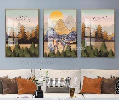 File tranh File tranh hiện đại pha lê gương KF62527 (gốc) in trên kính