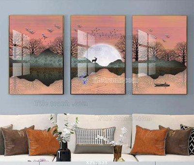 Tải file File tranh hiện đại pha lê gương KF62539 (gốc) chủ đề hoa sen