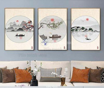 File gốc in mica File tranh hiện đại pha lê gương KF63365 chất lượng