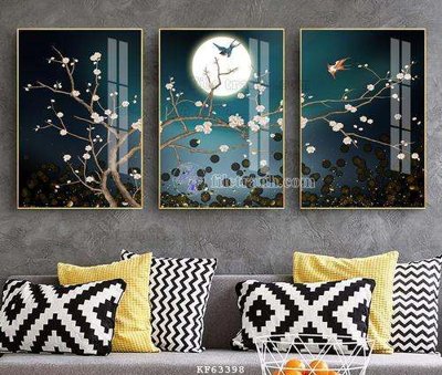 File tranh in trần File tranh hiện đại pha lê gương KF63398 (ảnh gốc siêu nét)