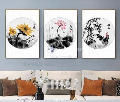 Download file gốc File tranh hiện đại pha lê gương KF63679 (in lụa) hoa lá