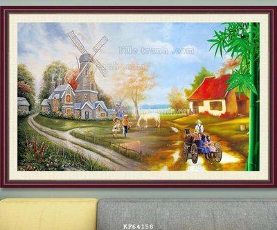 Download file gốc File tranh hiện đại pha lê gương KF64158 (in lụa) hoa lá