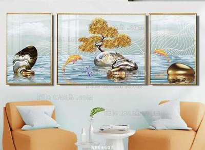 File gốc File tranh hiện đại pha lê gương KF64607 (in lụa) tranh thuận buồm