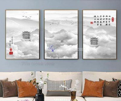 File in mica File tranh hiện đại pha lê gương KF64623 (bản gốc) làm vách ngăn