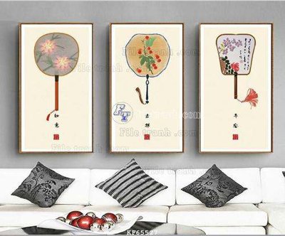 File gốc File tranh hiện đại pha lê gương KF65527 (in lụa) tranh mã đáo