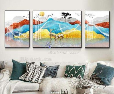 File in trần File tranh hiện đại pha lê gương KF65638 (bản gốc) phong cảnh