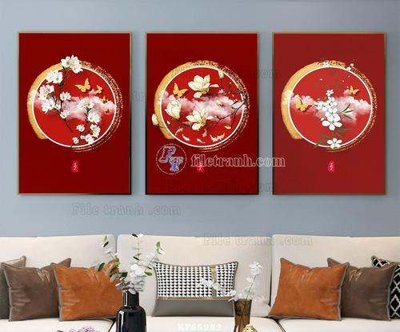 Download file gốc File tranh hiện đại pha lê gương KF65989 (in lụa) hoa lá