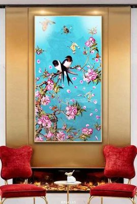 Hình ảnh file gốc in trần nhà File tranh hiện đại pha lê gương KF66185