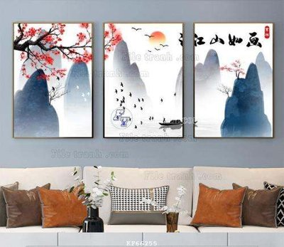 Tải file File tranh hiện đại pha lê gương KF66255 (gốc) chủ đề phong thủy