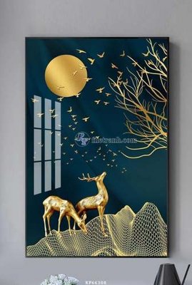 File tranh File tranh hiện đại pha lê gương KF66308 (bản gốc) in lụa dán tường