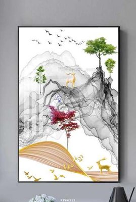 Ảnh mô tả file gốc in mica File tranh hiện đại pha lê gương KF66313