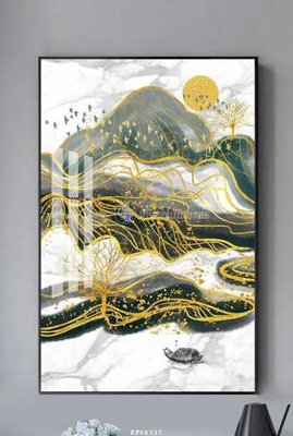 File in mica File tranh hiện đại pha lê gương KF66337 (bản gốc) làm vách ngăn