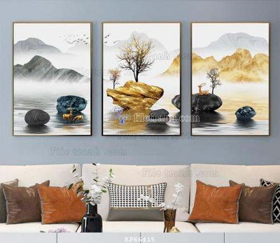 Tải file File tranh hiện đại pha lê gương KF66415 (gốc) chủ đề phong thủy