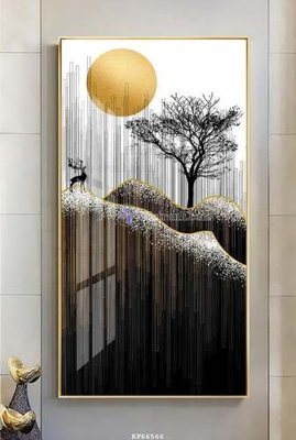 File tranh File tranh hiện đại pha lê gương KF66566 (bản gốc) in lụa dán tường