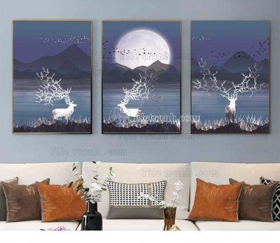 File tranh File tranh hiện đại pha lê gương KF66755 (file gốc) chủ đề phong thủy