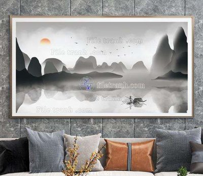 File in trần File tranh hiện đại pha lê gương KF66800 (file gốc) phong thủy