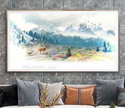 File in trần File tranh hiện đại pha lê gương KF66999 (bản gốc) phong cảnh