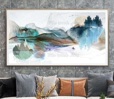 File in trần File tranh hiện đại pha lê gương KF67028 (file gốc) phong thủy