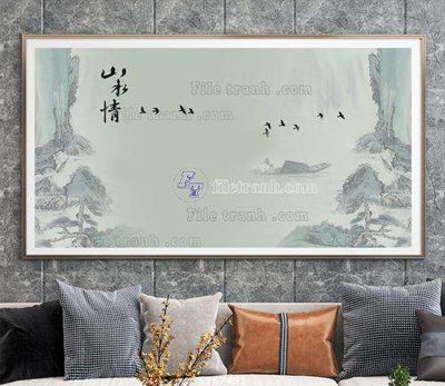 File in trần File tranh hiện đại pha lê gương KF67491 (file gốc) xuyên sáng