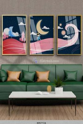 Download file gốc File tranh hiện đại pha lê gương KF67724 (in lụa) tranh 3D