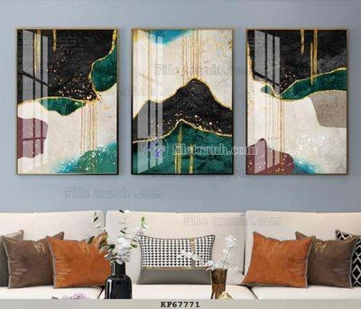 File in trần File tranh hiện đại pha lê gương KF67771 (bản gốc) mây trời