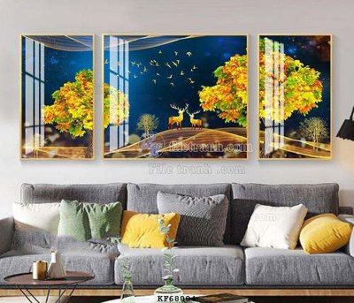 File gốc File tranh hiện đại pha lê gương KF68004 (in lụa) tranh thuận buồm