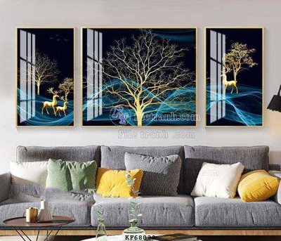 Ảnh gốc file in lụa File tranh hiện đại pha lê gương KF68022 chi tiết