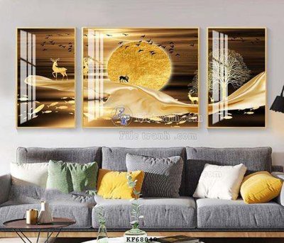 File in ấn File tranh hiện đại pha lê gương KF68040 chuyên nghiệp