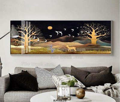 File in trần File tranh hiện đại pha lê gương KF68639 (bản gốc) hoa văn