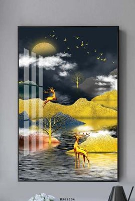 File gốc in tráng gương File tranh hiện đại pha lê gương KF69304 chi tiết