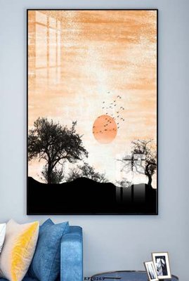 File in mica File tranh hiện đại pha lê gương KF70269 (bản gốc) làm vách ngăn