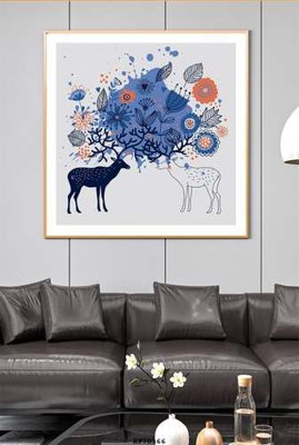 File gốc File tranh hiện đại pha lê gương KF70366 (in lụa) tranh mã đáo