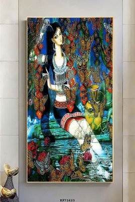 File in trần File tranh hiện đại pha lê gương KF71623 (file gốc) hoa văn 3D