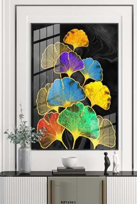 File tranh in trần 3D File tranh hiện đại pha lê gương KF72961 (ảnh gốc)