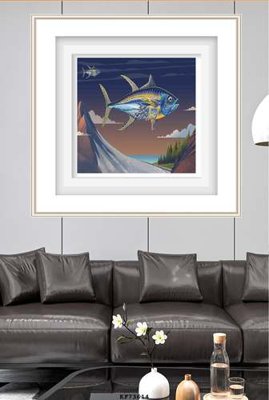 File in trần File tranh hiện đại pha lê gương KF73614 (bản gốc) đại dương