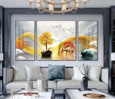 File in trần File tranh hiện đại pha lê gương KF73630 (bản gốc) phong cảnh