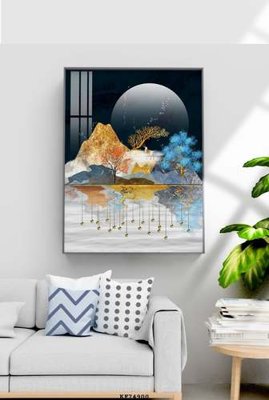 Hình ảnh file gốc in trần nhà File tranh hiện đại pha lê gương KF74900