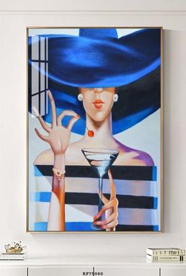 File in mica File tranh hiện đại pha lê gương KF75080 (bản gốc) làm vách ngăn