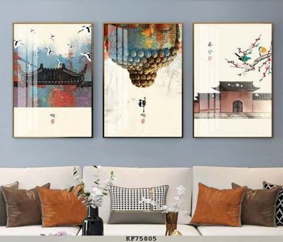 File ảnh File tranh hiện đại pha lê gương KF75805 (gốc) cho trang trí nhà hàng