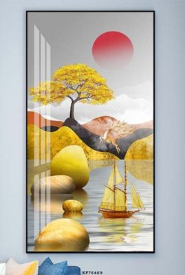 File PSD File tranh hiện đại pha lê gương KF76469 (bản gốc) đã tách nền