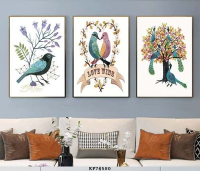 File gốc File tranh hiện đại pha lê gương KF76580 (in lụa) hoa văn cổ điển